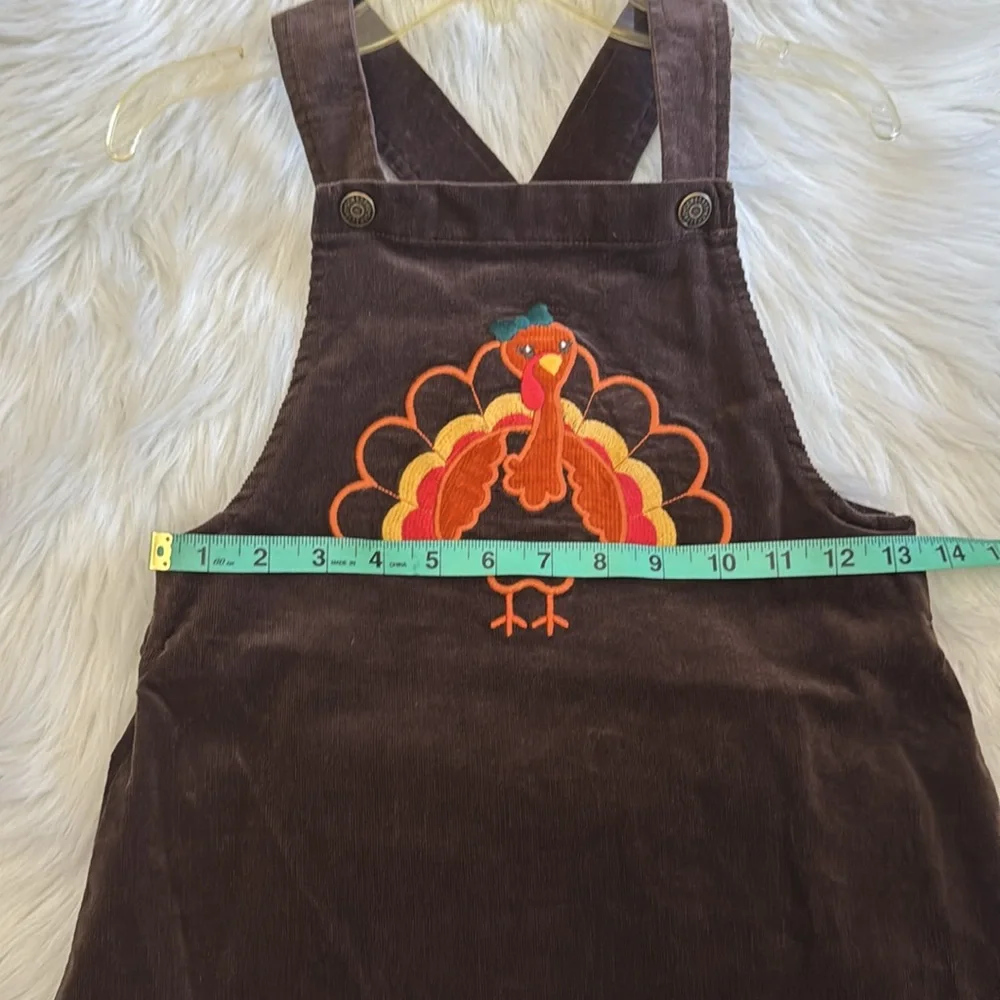 Gymboree Girls Embroidered Turkey Ruffle Corduroy Skirtall Brown Dress Size 8